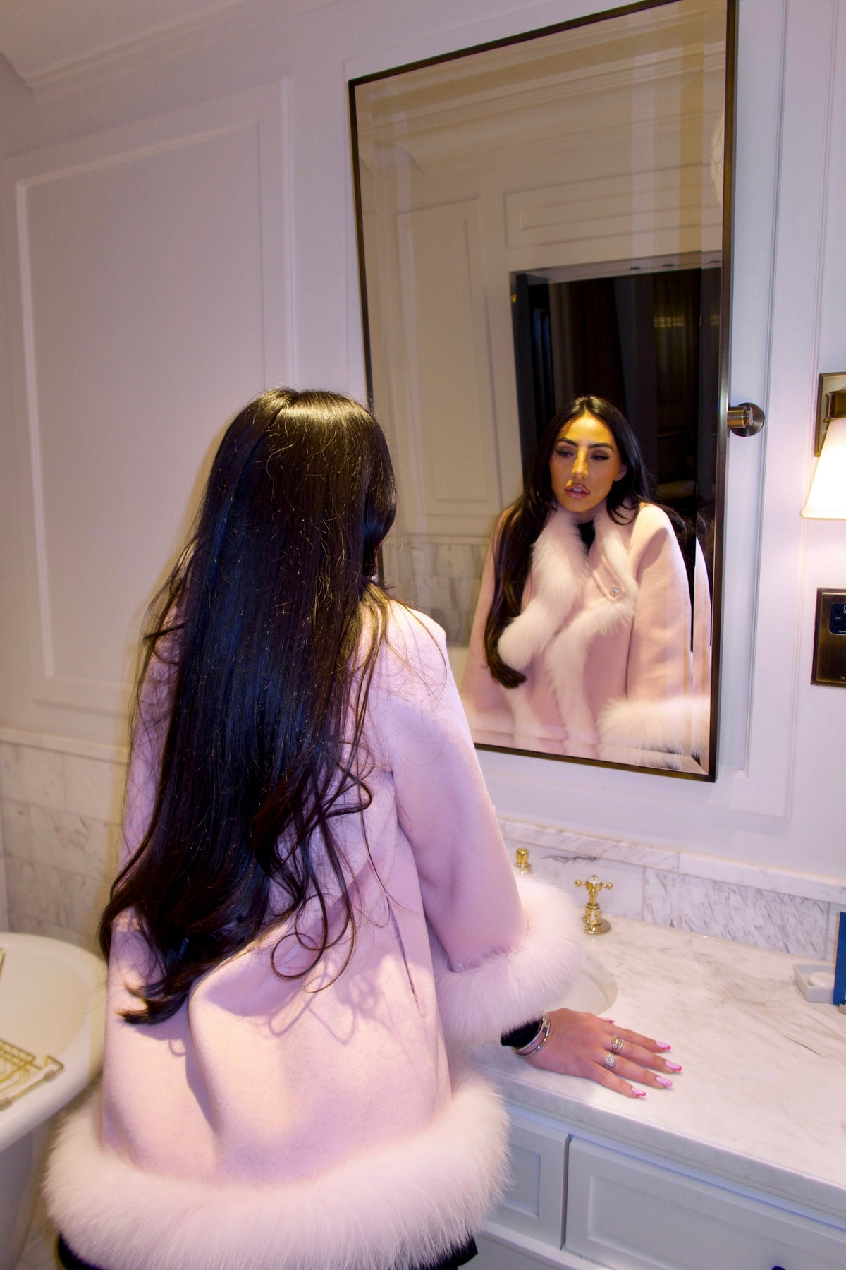 Celeste | Faux Fur Cape Coat with Fluffy Trim