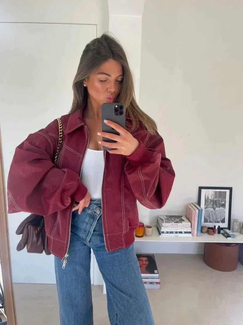 Rosie | Leather Bomber Jacket
