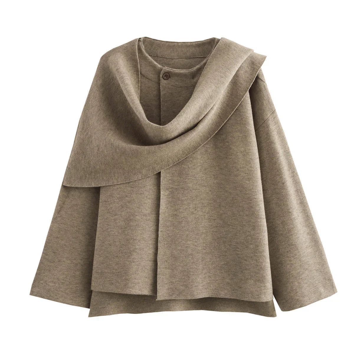 Nova | Wool-Blend Cape Sweater | Sculptural Outerwear Statement