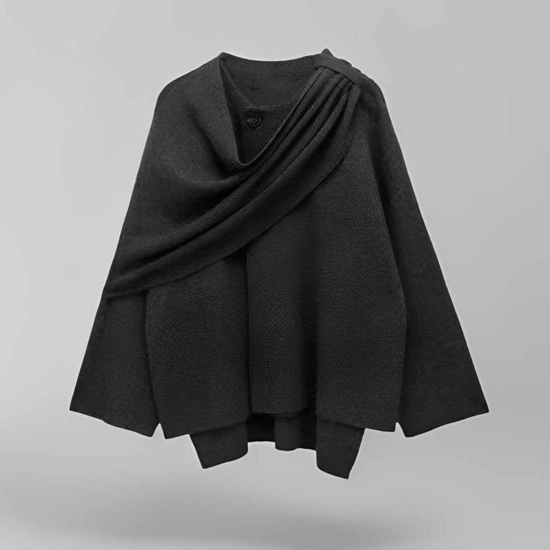 Nova | Wool-Blend Cape Sweater | Sculptural Outerwear Statement