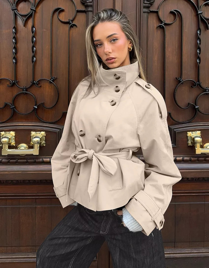 Funnel-Neck Trench Coat