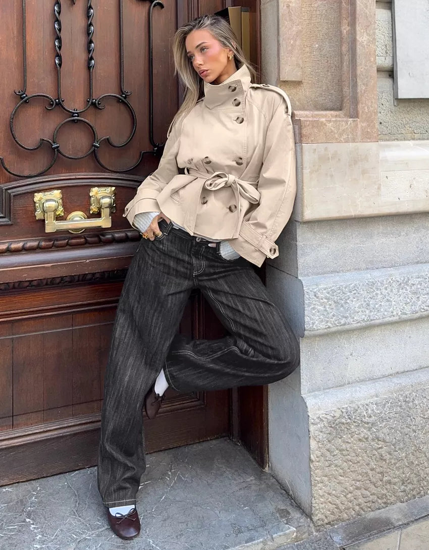 Funnel-Neck Trench Coat